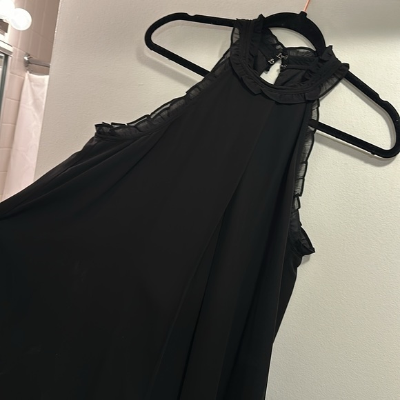 BCBG Black Cocktail Dress – Size M – Lace Ruffle Neckline – Elegant & Flowy - Picture 3 of 3